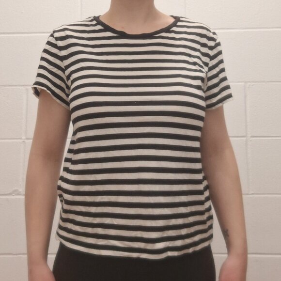 Monki black and white striped boxy t-shirt size S - Picture 1 of 3